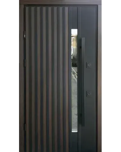 Portes d'entrée STRAJ PROOF Rio-S Loft + poignée-support DMD Anthracite / Blanc satiné - Rue
